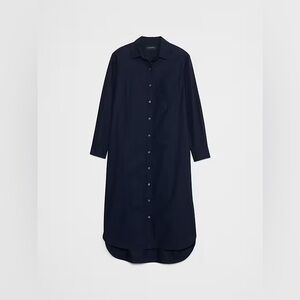Banana Republic Factory Midi Poplin Long Sleeve Shirt Dress, Preppy Navy